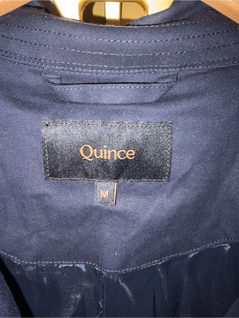 Quince Mens Comfort Stretch Trench Coat Navy Medium - Picture 5 of 8